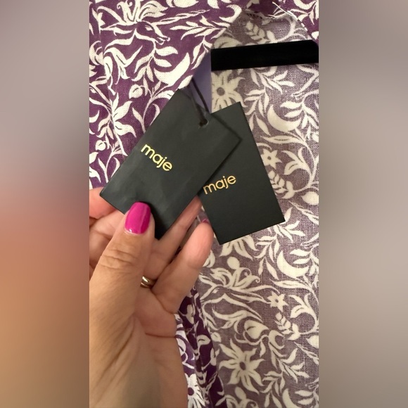 NWT Maje
Women's Purple Cutout Floral-print Linen-blend Mini Dress - Picture 6 of 7